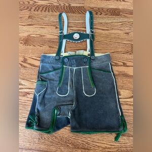 Vintage Childs Lederhosen Gray Leather Bavaria Shorts
